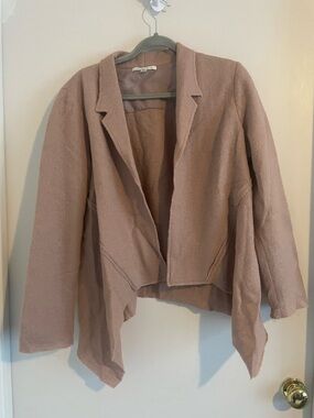CAbi Wool Draped Open Front sweater Jacket Mauve M #504